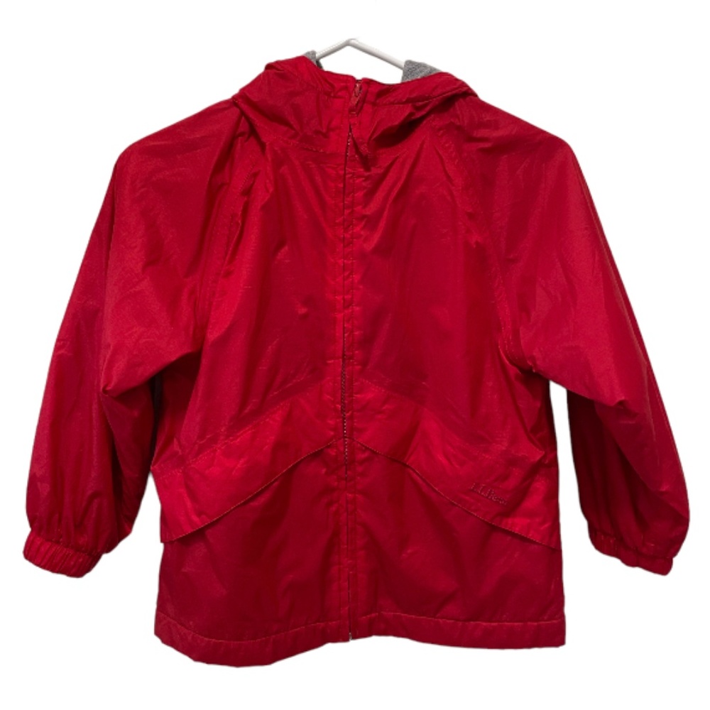 L.L. Bean Red Fleece Lined Waterproof Jacket Raincoat Wind Breaker Size 5/6